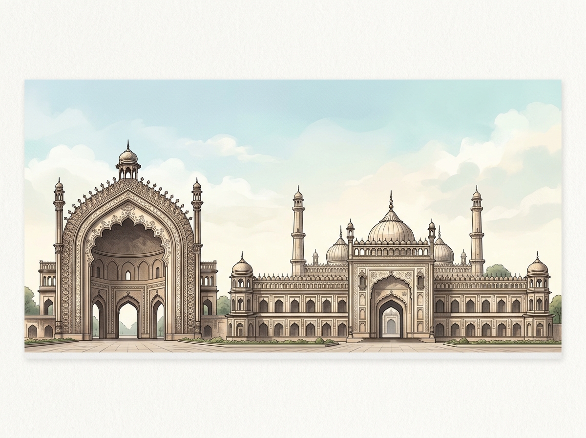 Lucknow Monuments Skyline Rumi Darwaza & Bara Imambara